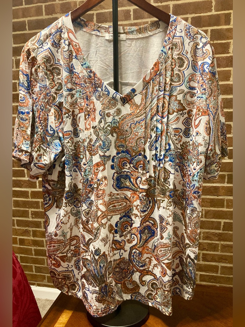 3 for $16. Bundle & Save. Zeagoo Womens Short Sleeve V Neck Pleated Paisley Tee